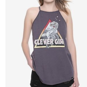 Rare Jurassic Park Clever Girl slashed tank top XL Blue raptor Dinosaur